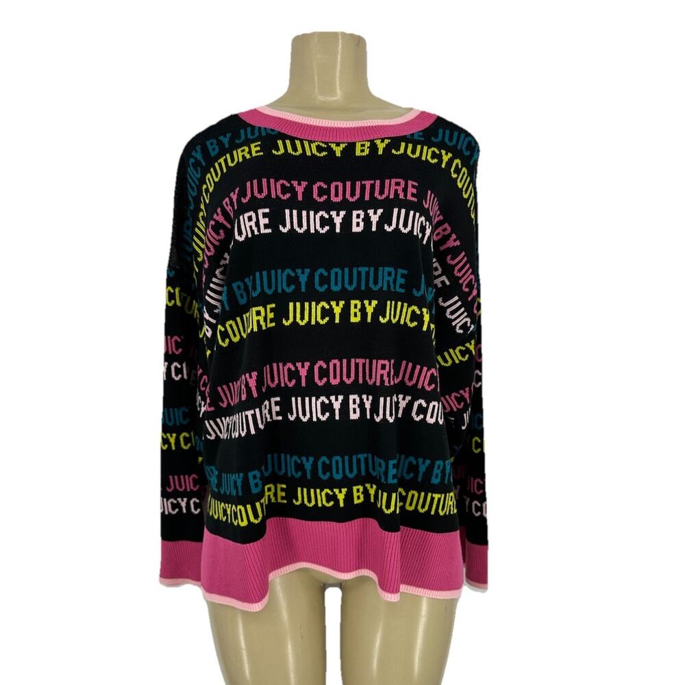 NEW Juicy Couture Plus Size 1X Women Colorful Y2K Logo Pullover Sweater U23